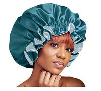 Satin Lined Bonnet Women Beauty Satin Silk Bonnet Sleep Cap Hat Replacement Baseball Cap Button (Blue, One Size)