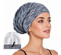 Satin Lined Hair Bonnet, Adjustable Knitted Beanie Cap, Red, 54-62 cm | Silver-Coloured Smooth Lining, Roomy Enclosed Shape For Curls, Braids And Long Hair, For Sleeping, Skincare And Housework