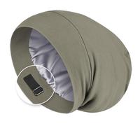 Satin Lined Hair Bonnet for Sleeping, Sleep Cap for Women and Men with Adjustable Strap, Stay On All Night Hair Wrap, Dark Green, Pack of 1