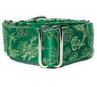 Satin Lined Martingale Collar 1.2" Wide for IG Italian Greyhound Whippet Puppy Collar Other Breeds with Similar Neck (Green L 10.5"-12.5")