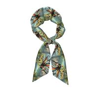 Satin long silk scarf HJFCZH The birds are dancing. Prints clothing accessories soft and comfortable for dating travel party