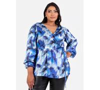 Satin Long Sleeve Wrap Top Lovedrobe Blue 8
