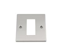 Satin Matt Chrome - Square Plate - Modular Data Grid Faceplate - 25 x 50 mm