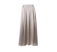 Satin maxi skirt women's retro high-waisted A-line pleated chic elegant loose casual long silk skirt autumn old style-Khaki-S