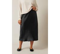 EVANS Curve Satin Slip-On Midi Skirt - Women's - Plus Size Curve Black