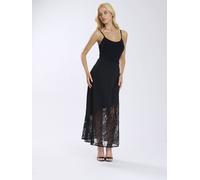 Satin Midi Skirt With Lace Insert Finding Friday Black 12