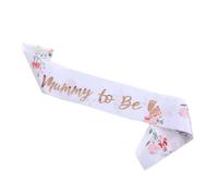 Satin Mummy to Be Sash - Rose Gold Baby Shower Sash with Gold Text, Botanical Floral Design, Elegant Mum to Be Accessory for Pregnancy Reveal, Baby Shower Decorations, Photo Props & Party Gift