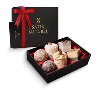 Satin Naturel 6 Luxury Organic Bath Bombs, Spa Gift Set | Handmade with organic shea butter and essential oils - a relaxing spa gift for her or him.