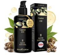 200ml Castor Oil Organic Hair Growth Oil - Natural Hair Oil & Eyelash Growth Serum - Castor Oil for Eyelashes - Castor Oil for Hair Growth - Cold Pressed Castor Oil by Satin Naturel