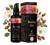 Organic Rosehip Oil 100ml - Multi-use Anti Aging Essential Oil with Vitamin C A E - Face Oil Hair Growth Oil Body Oil Nails and Cuticles Oil - For a Healthy Skin Care Routine - Vegan - Satin Naturel
