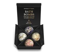 Satin Naturel Gift Set 4 Luxury Organic Vegan Bath Bombs - Wellness Gift for Women - Premium Bath Bombs - Birthday Gift for Her - Natural Bath Bombs
