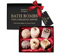 Satin Naturel Gift Set 6 Luxury Organic Vegan Bath Bombs - Wellness Gift for Women - Premium Bath Bombs - Birthday Gift for Her - Natural Bath Bombs