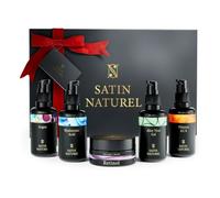 Gift Set Women with Hyaluronic Acid Serum for Face + Vitamin C Serum + Aloe Vera Gel + Argan Oil + Moisturiser 5x30ml, Luxury Gifts for Women - Gift for Her - Gift Box by Satin Naturel