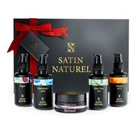 Gift Set Women with Hyaluronic Acid Serum for Face + Vitamin C Serum + Aloe Vera Gel + Argan Oil + Moisturiser 5x30ml, Luxury Gifts for Women - Gift for Her - Gift Box by Satin Naturel