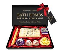 Satin Naturel Luxury Gifts for Women - Organic Handmade Bath Bombs 7pcs with Essential Oils & Shea Butter - Premium Gift Box - Perfect Gifts for Her & Girls