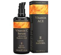 Vitamin C Serum for Face + Retinol + Hyaluronic Acid + Vitamin E 100ml - Anti Aging Face Serum for Women for Dark Spot, Smoothing Fine Lines and Wrinkles & Skin Brightening - Skincare by Satin Naturel