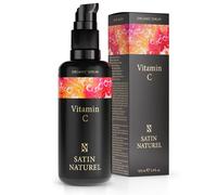 Vitamin C Serum for Face 100ml - Anti Aging Anti Wrinkle Anti Dark Spots Brightening Face Serum for Women - Hydrating Facial Serum with Hyaluronic Acid and Vitamin B5 - Vegan Skincare by Satin Naturel