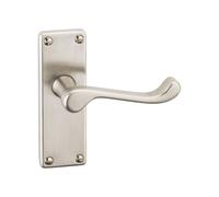 (Satin Nickel 118mm) Door Handles Set Victorian Scroll Metal Lever Latch Internal External Use