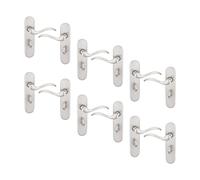 (Satin Nickel Bathroom Set of 6) 6/4 Pcs Geneva Scroll Metal Door Lever Handles Set, Fire, Stain & Scratch Resistant for All Interior Exterior Doors with Easy Install Tools Multipack