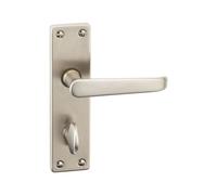 URBNLIVING Victoria Metal Lever Latch Door Handles Set with Round Rose for Internal & External Use Easy Installation, Stylish Finish, Ideal Home & Office Doors (Satin Nickel Bathroom)