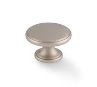 Satin Nickel Cabinet Knob Solid Brass 38mm Traditional Classic Round Kitchen Cupboard Door Drawer Pull Silver Shaker Furniture Wardrobe Handle