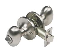 Satin Nickel Egg Privacy Door Knob Bath and Bedroom Adjustable 2-Way Latch Fits Left Right Hand Doors UL Listed