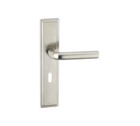 Urbn-Living Urbnliving 221mm Length 2 Pcs Westminster Metal & Satin Nickel Lever Latch Keyhole Door Handle Set