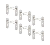 (Satin Nickel Keyhole Set of 6) 6/4 Pcs Geneva Scroll Metal Door Lever Handles Set, Fire, Stain & Scratch Resistant for All Interior Exterior Doors with Easy Install Tools Multipack