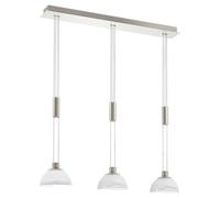 Satin Nickel Pendant Ceiling Light With White Alabaster Shade And Led Bulbs