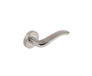 Satin Nickel/Polished Chrome ARC Lever On Round Screw Rose - Door Hardware