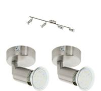 Quad Ceiling Spot Light & 2x Matching Wall Lights Satin Nickel Adjustable Head