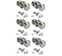 Satin Nickel Round Door Knob Set Including Tubular Latch - Heavy Reeded Style Sprung Internal & External Door Knobs for Mortice Locks & Tubular latches. Sets 6