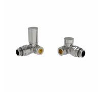 (Satin Nickel) Round Head Manual Corner Radiator Rad Valves 1/2"x15mm Brass Twin Pack