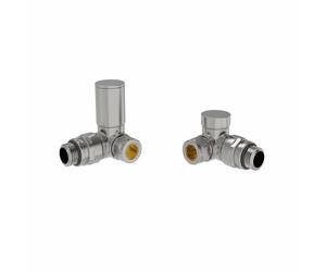 (Satin Nickel) Round Head Manual Corner Radiator Rad Valves 1/2"x15mm Brass Twin Pack