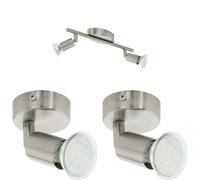 Twin Ceiling Spot Light & 2x Matching Wall Lights Satin Nickel Adjustable Head