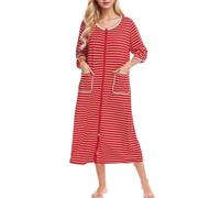 Satin Nightdress for Ladies Brushed Cotton Fabric Nightdresses Boyfriend Style Nightgowns Baggy Negligee Sleep Dress Nightwears Heart Print Nightshirts Nighttime Romantic Evenings Watermelon Red