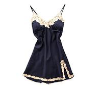 Satin Nightdress for Ladies Cotton Lace Nightdresses Women Boyfriend Style Nightgowns Slim Fit Negligee Winter Thermal Nightwears Heart Print Nightshirts Nighttime Lounge Wear Navy