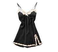 Satin Nightdress for Ladies Cotton Lace Nightdresses Women Boyfriend Style Nightgowns Slim Fit Negligee Winter Thermal Nightwears Heart Print Nightshirts Nighttime Lounge Wear Black