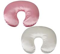 Satin Nursing Pillow Cover Set 2 Pack Ultra Soft Silk Compatible with Boppy Pillow for Breastfeeding Pillow Protect for Baby Hair and Skin White & Pink