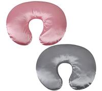 Satin Nursing Pillow Cover Set 2 Pack Ultra Soft Silk Compatible with Boppy Pillow for Breastfeeding Pillow Protect for Baby Hair and Skin Grey & Pink