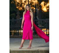 Satin One Shoulder Midi Dress Finding Friday Dark Pink 12
