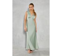 Satin Open Back Detail Maxi Bridesmaids Dress Oasis Sage 12