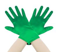 Satin Opera Gloves - Ladies' Short Vintage Gloves for Halloween & Christmas Costume Accessories - Green 1 Pair