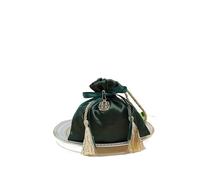 Satin Packaging Bags 10/20/30pcs Silk Packing Bag Drawstring Gift Candy Pouches for Wedding Gift Bags Party Organizer Chocolate Candy Bags Supply(Green A,10pcs)
