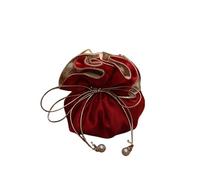 Satin Packaging Bags Mint Green Silk Wedding Favor Bags with Golden Drawstring, Elegant Gift Packaging for Candy Small Gifts(Crimson)