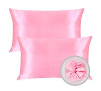 Satin Pillow Cases 2 Pack - Pink Pillowcase for Hair and Skin Softer Than Silk Pillowcases - Standard Housewife Pillow Cover with Envelope Closure, Luxury Smooth Pillow Case Set, Wrinkle, Resistant