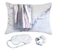 Satin Pillowcase Gift Set for Women - Grey Ivory, Silky Soft, Reduces Frizz | Includes Satin Eye Mask & Scrunchie | for Curly Hair, Sensitive Skin | Gift for Mom, Daughter, Girlfriend
