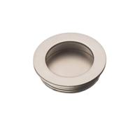B2C Recessed Flush Door Handle Finger Pull Round 40 x 40 x 10mm Furniture Overlapping Sliding Doors Opening Modern Hardware (Satin)