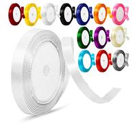 Satin Ribbon 1 Inche 25mm Solid Colors Fabric Ribbon for Crafting, Gift Wrapping, Balloons, DIY Sewing Project, Hair Bows and Cake Decoration (25mm White)
