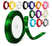 Satin Ribbon 1 Inche 25mm Solid Colors Fabric Ribbon for Crafting, Gift Wrapping, Balloons, DIY Sewing Project, Hair Bows and Cake Decoration (25mm Green)